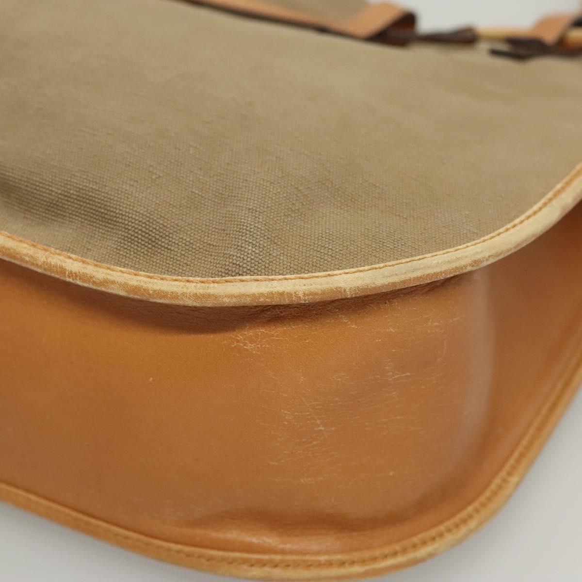 GUCCI Shoulder Bag Canvas Leather Beige Brown 110295 Auth ti3134
