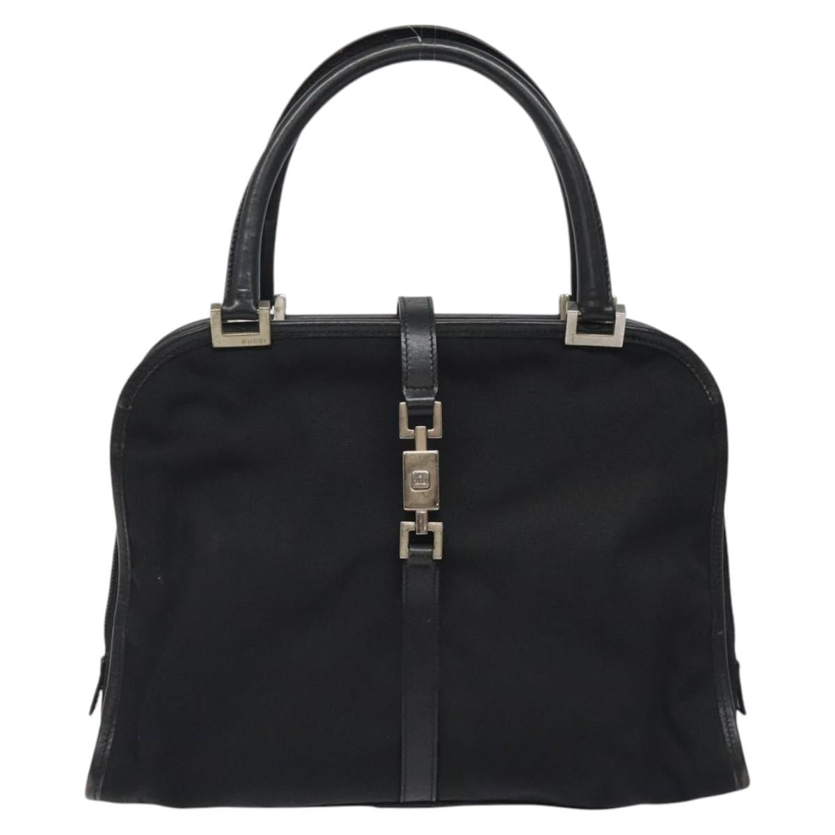 GUCCI Jackie Hand Bag Nylon Black Silver 002 1071 Auth ti3135