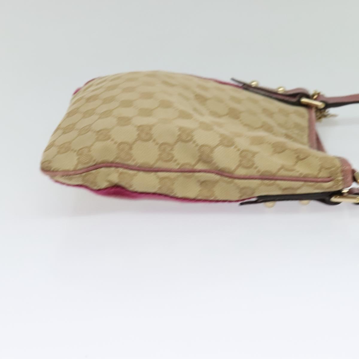 GUCCI GG Canvas Sherry Line Shoulder Bag Beige Gold 144388 Auth ti3136
