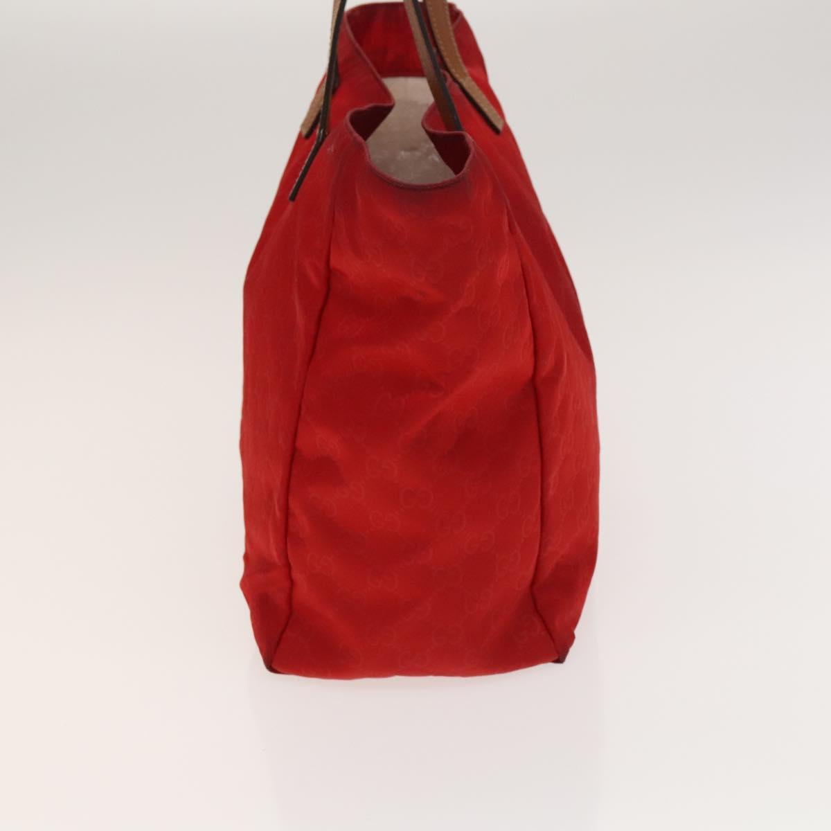 GUCCI GG Canvas Tote Bag Nylon Red Gold 282439 Auth ti3140