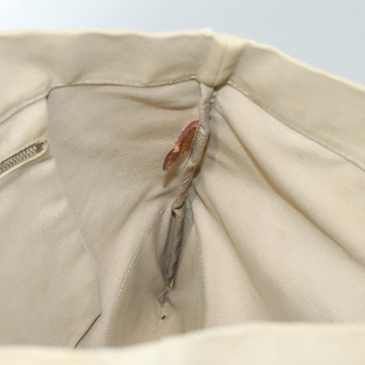 PRADA Tote Bag Canvas Leather Beige Silver Auth ti3142