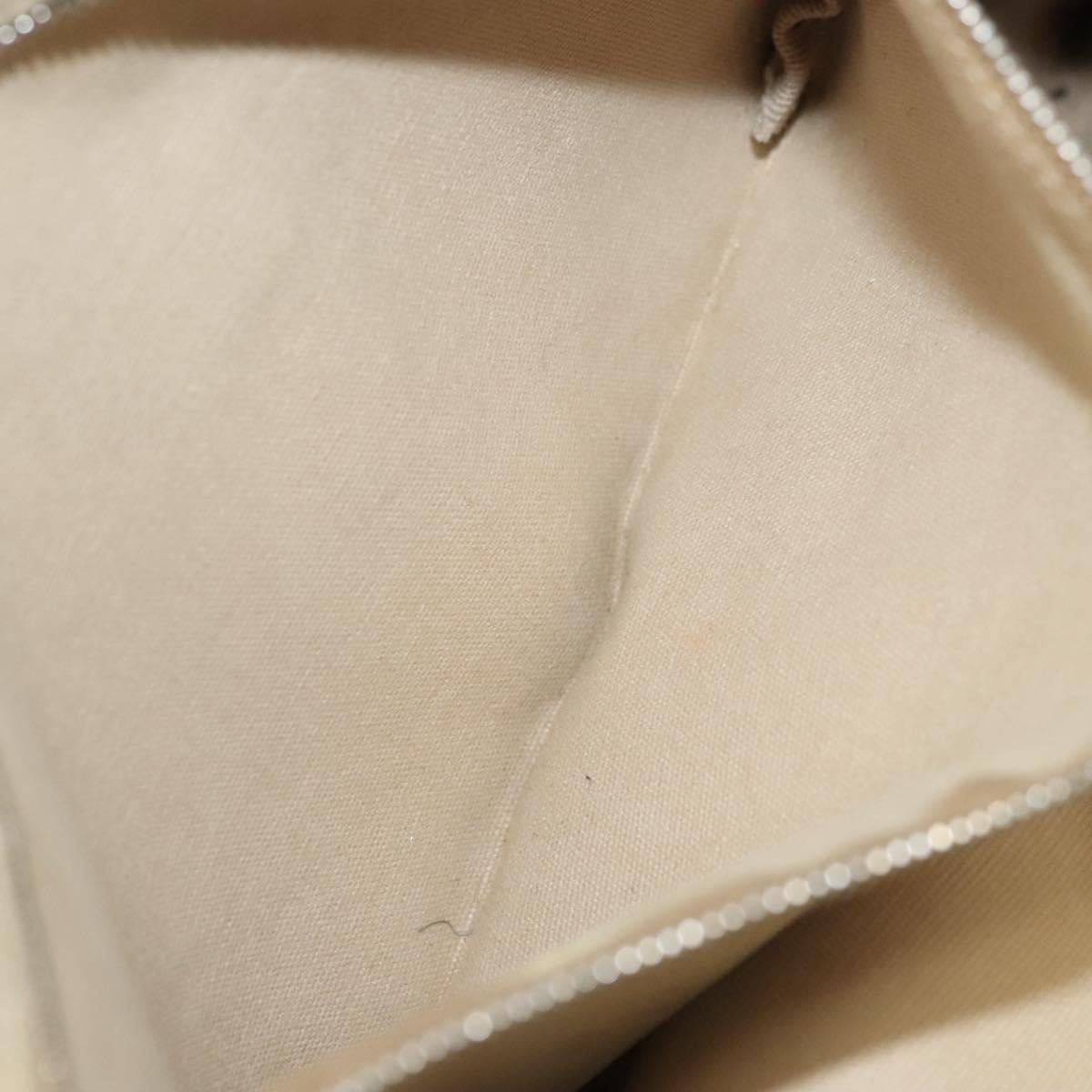 PRADA Tote Bag Canvas Leather Beige Silver Auth ti3142