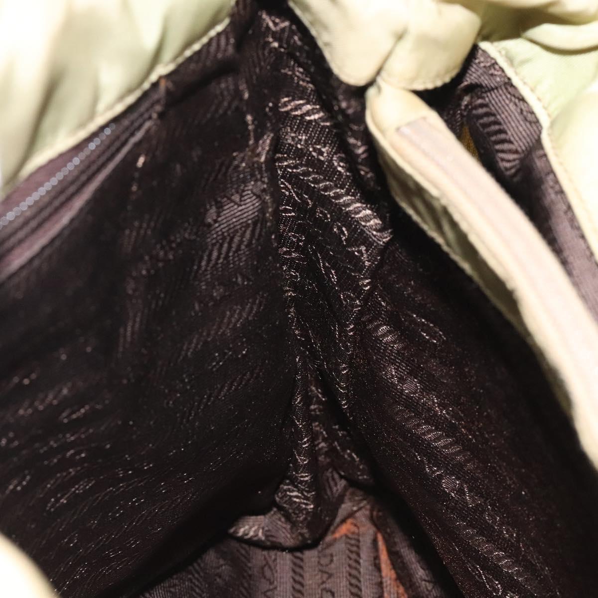 PRADA Hand Bag Nylon Leather Beige Silver Auth ti3143