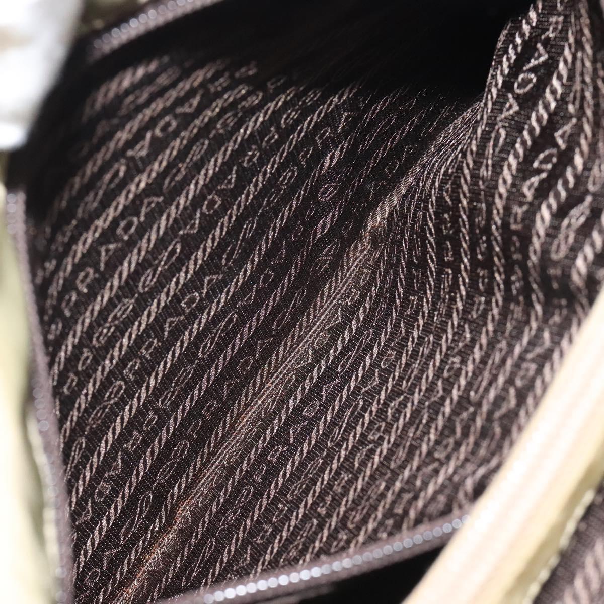 PRADA Hand Bag Nylon Leather Beige Silver Auth ti3143