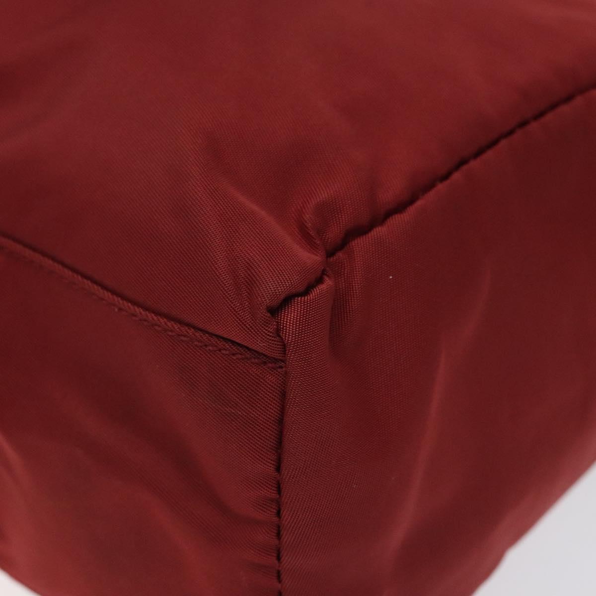 PRADA Hand Bag Nylon Red Silver Auth ti3144