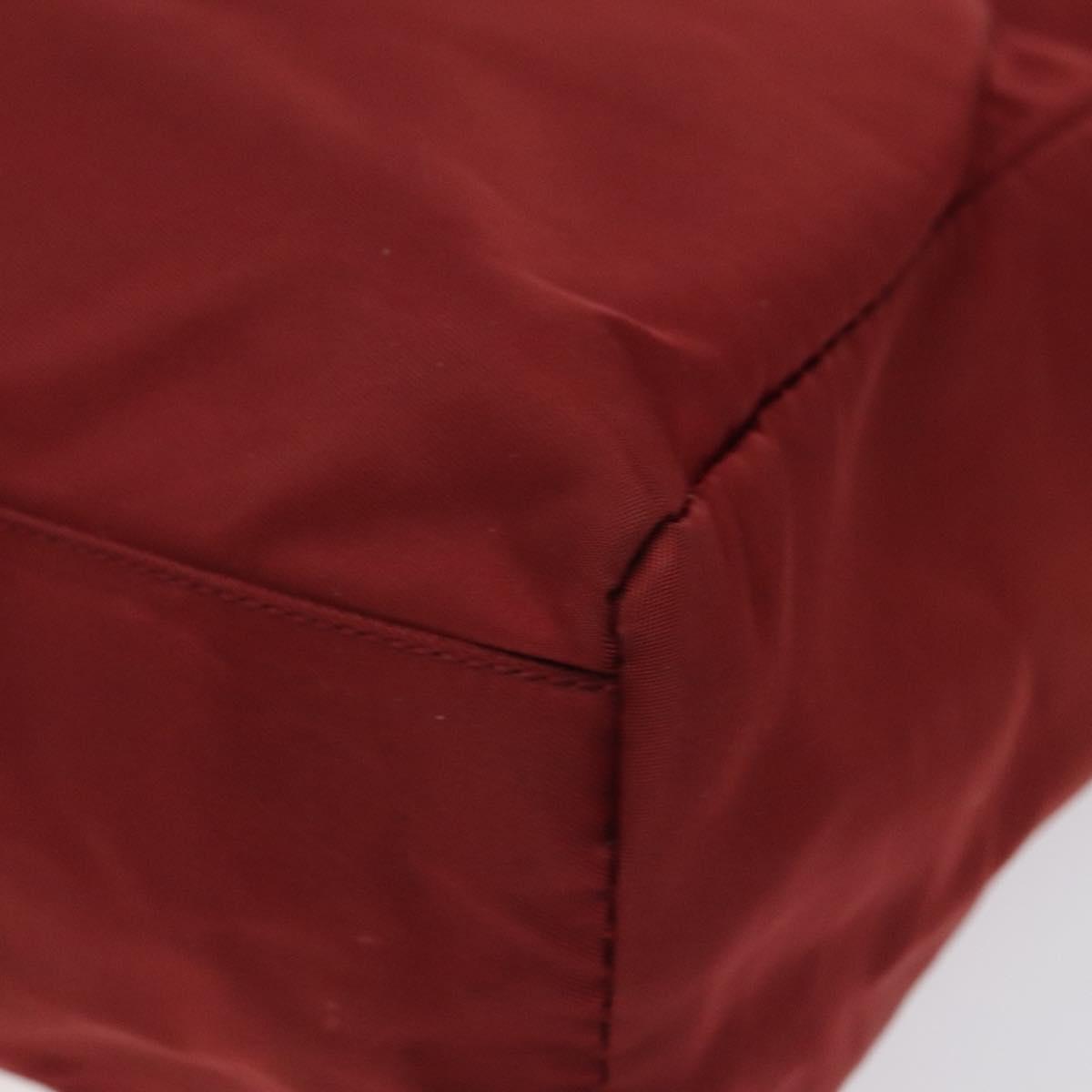 PRADA Hand Bag Nylon Red Silver Auth ti3144