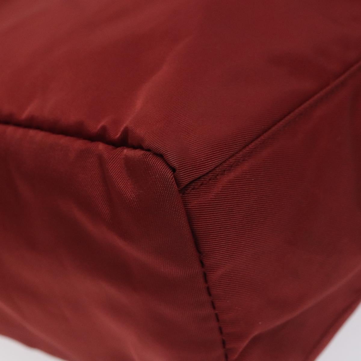 PRADA Hand Bag Nylon Red Silver Auth ti3144