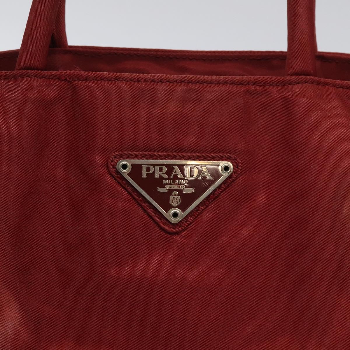 PRADA Hand Bag Nylon Red Silver Auth ti3144