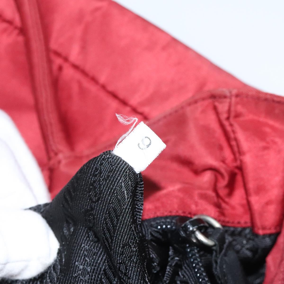 PRADA Hand Bag Nylon Red Silver Auth ti3144