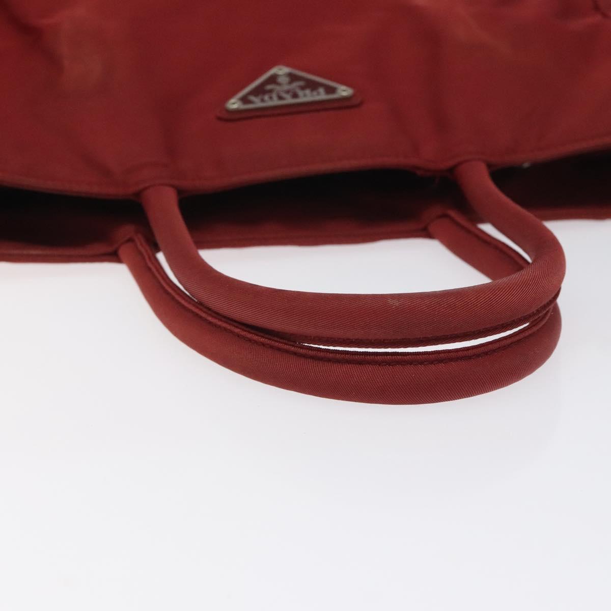 PRADA Hand Bag Nylon Red Silver Auth ti3144