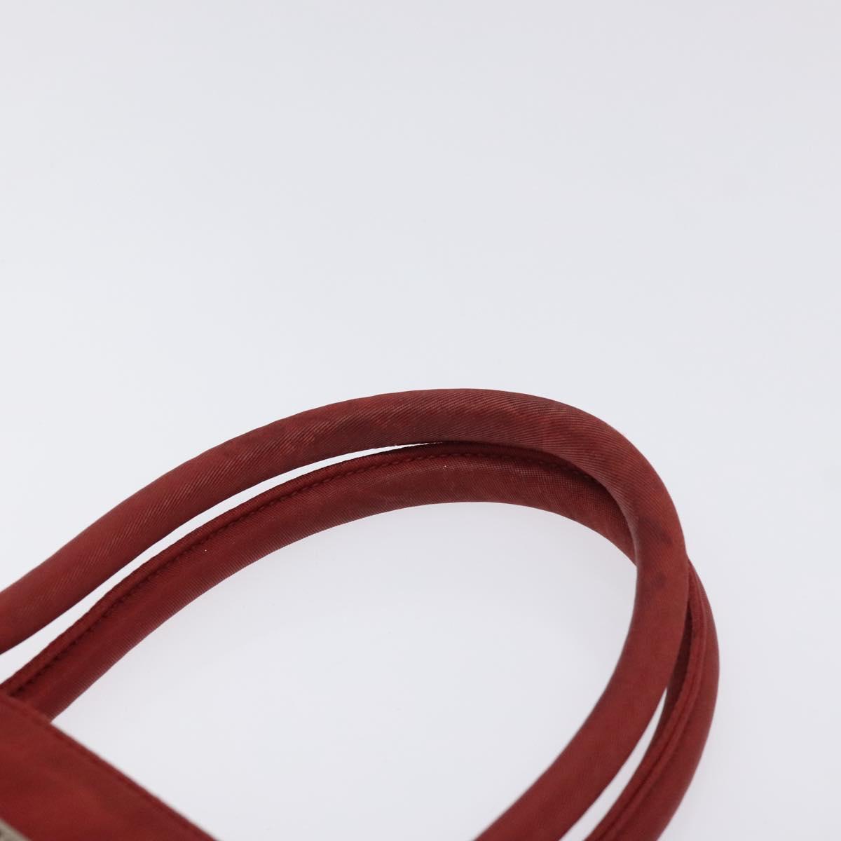 PRADA Hand Bag Nylon Red Silver Auth ti3144