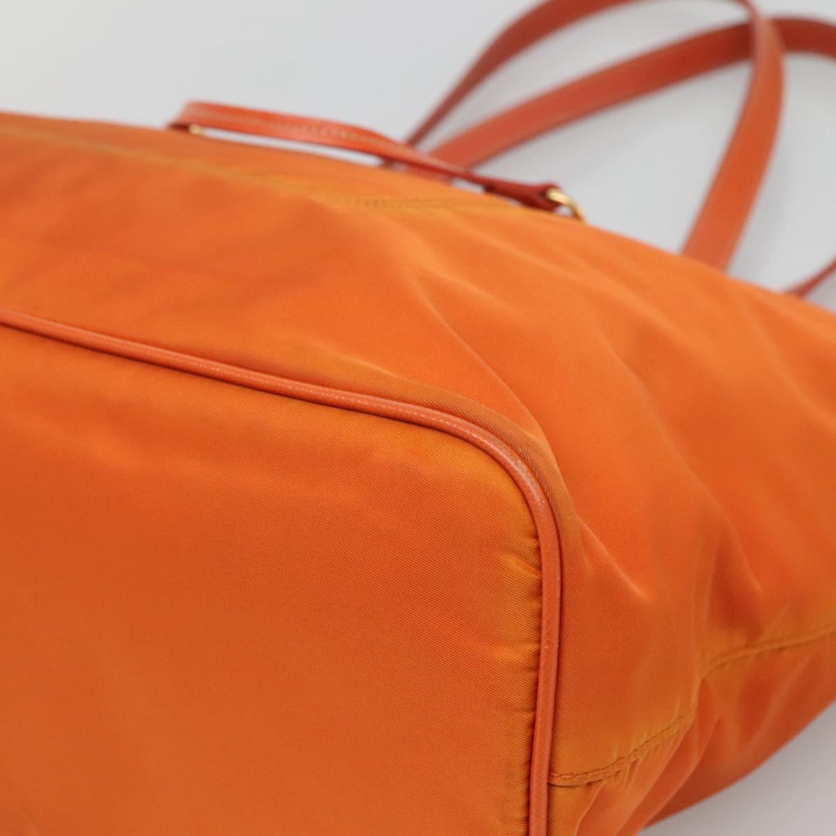 PRADA Tote Bag Nylon Orange Gold Auth ti3145