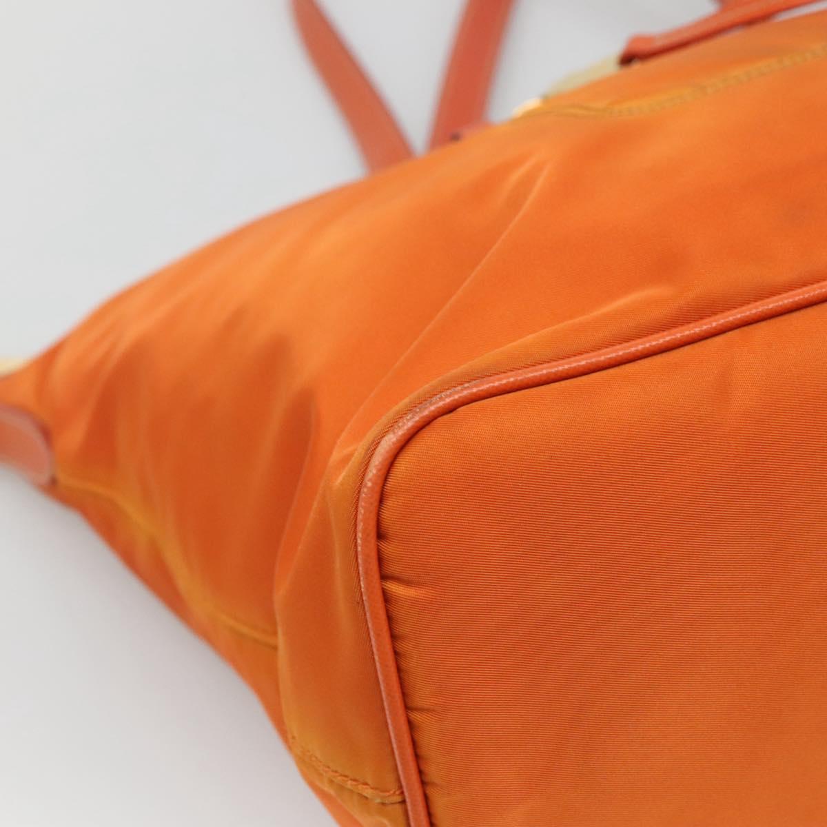 PRADA Tote Bag Nylon Orange Gold Auth ti3145