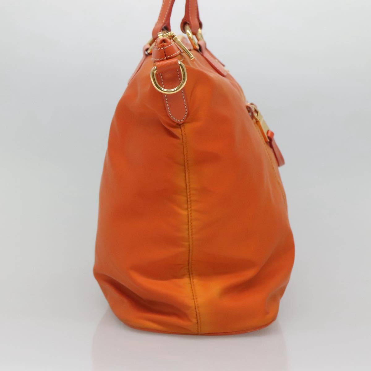 PRADA Tote Bag Nylon Orange Gold Auth ti3145