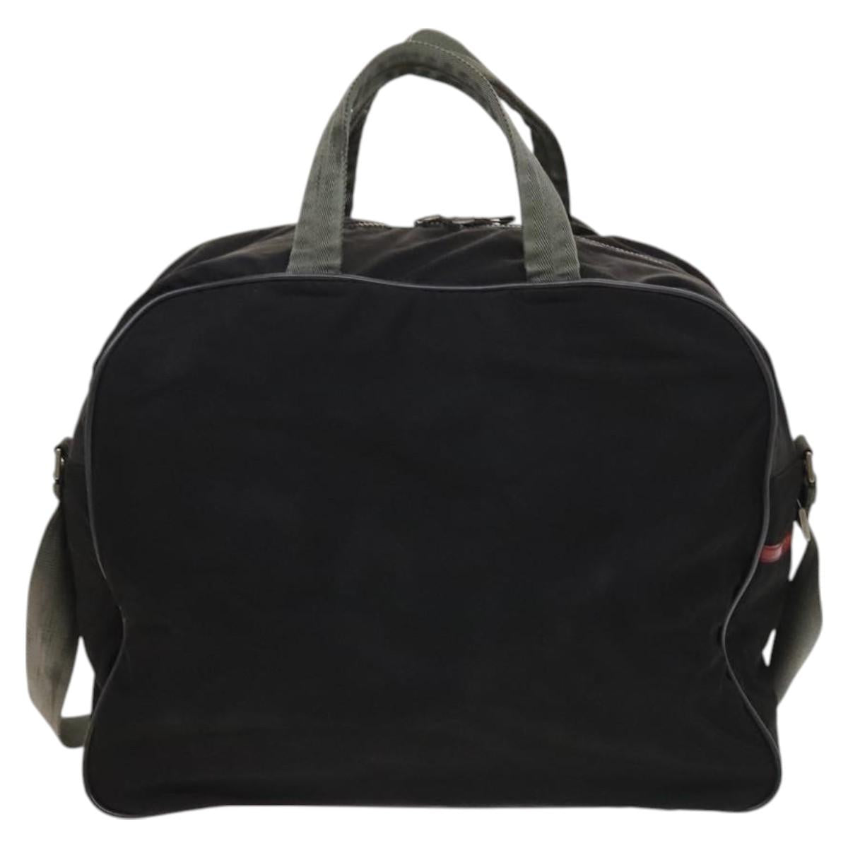 PRADA Sports Boston Bag Nylon Black Silver Auth ti3146