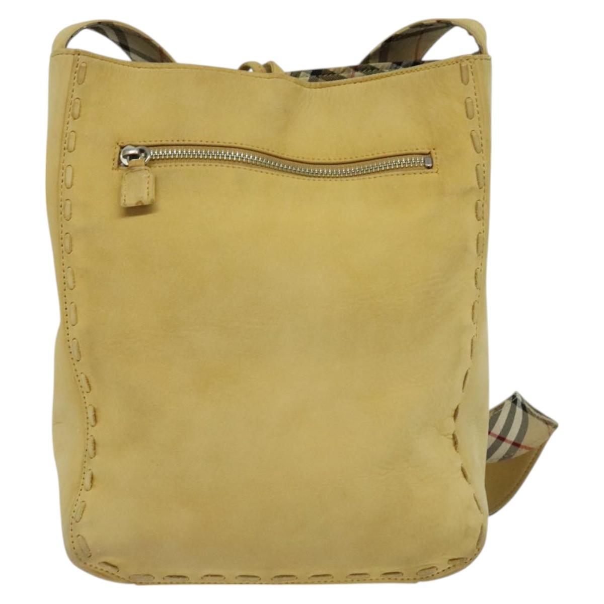 Burberrys Blue Label Shoulder Bag Suede Beige Silver Auth ti3150