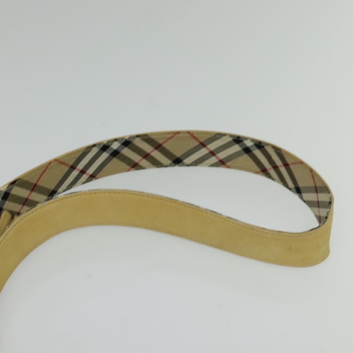 Burberrys Blue Label Shoulder Bag Suede Beige Silver Auth ti3150