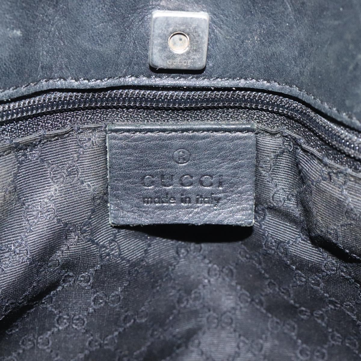 GUCCI Web Sherry Line Hand Bag Canvas Black Silver 73984 Auth ti3159