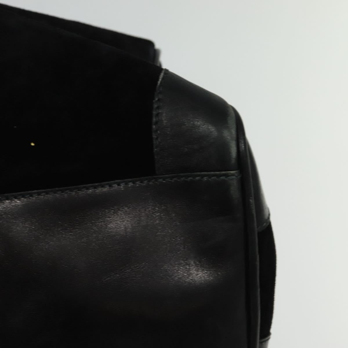 GUCCI Boston Bag Suede Black Gold Auth ti3160