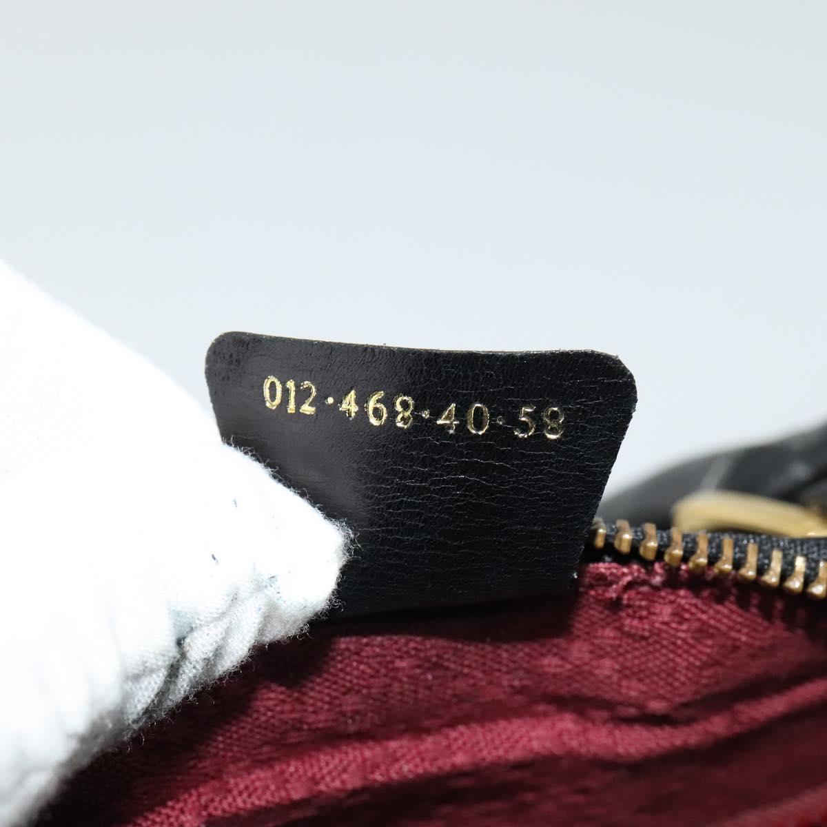GUCCI Boston Bag Suede Black Gold Auth ti3160