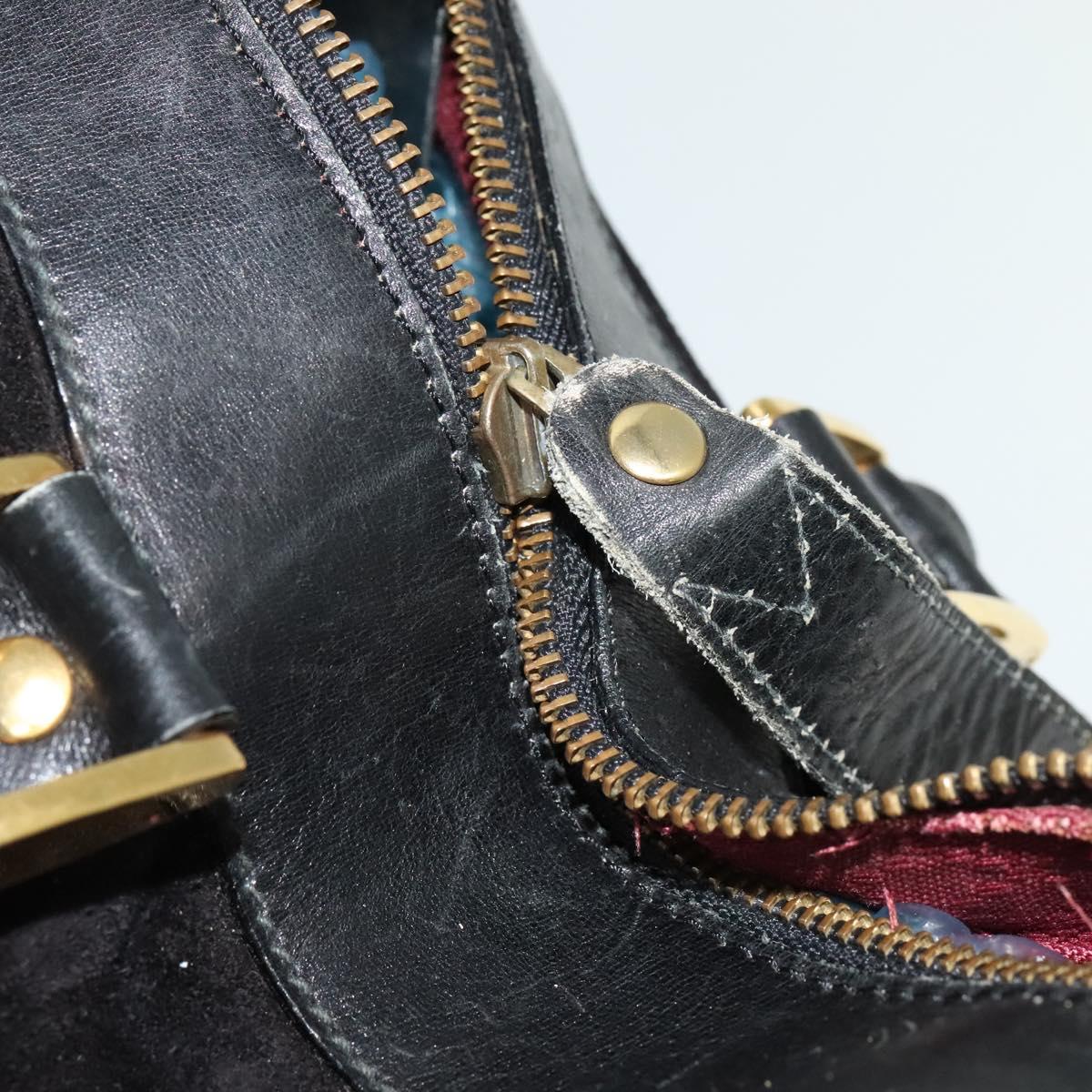 GUCCI Boston Bag Suede Black Gold Auth ti3160