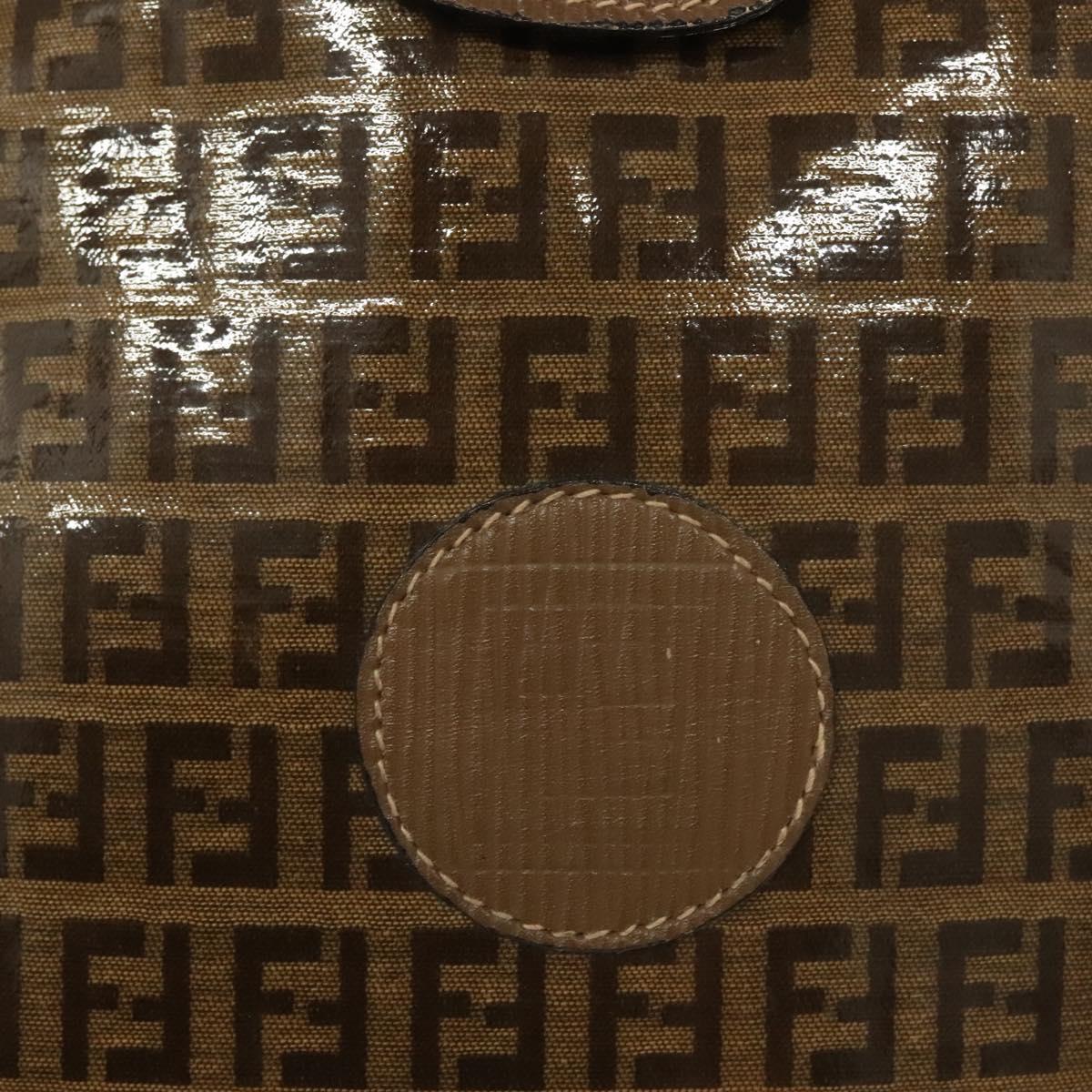FENDI Zucchino Canvas Shoulder Bag Vintage Brown Auth ti3193