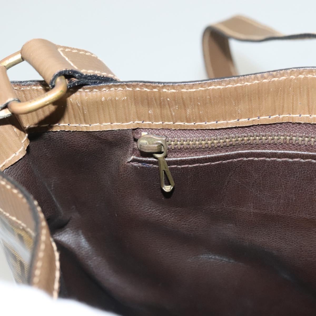 FENDI Zucchino Canvas Shoulder Bag Vintage Brown Auth ti3193