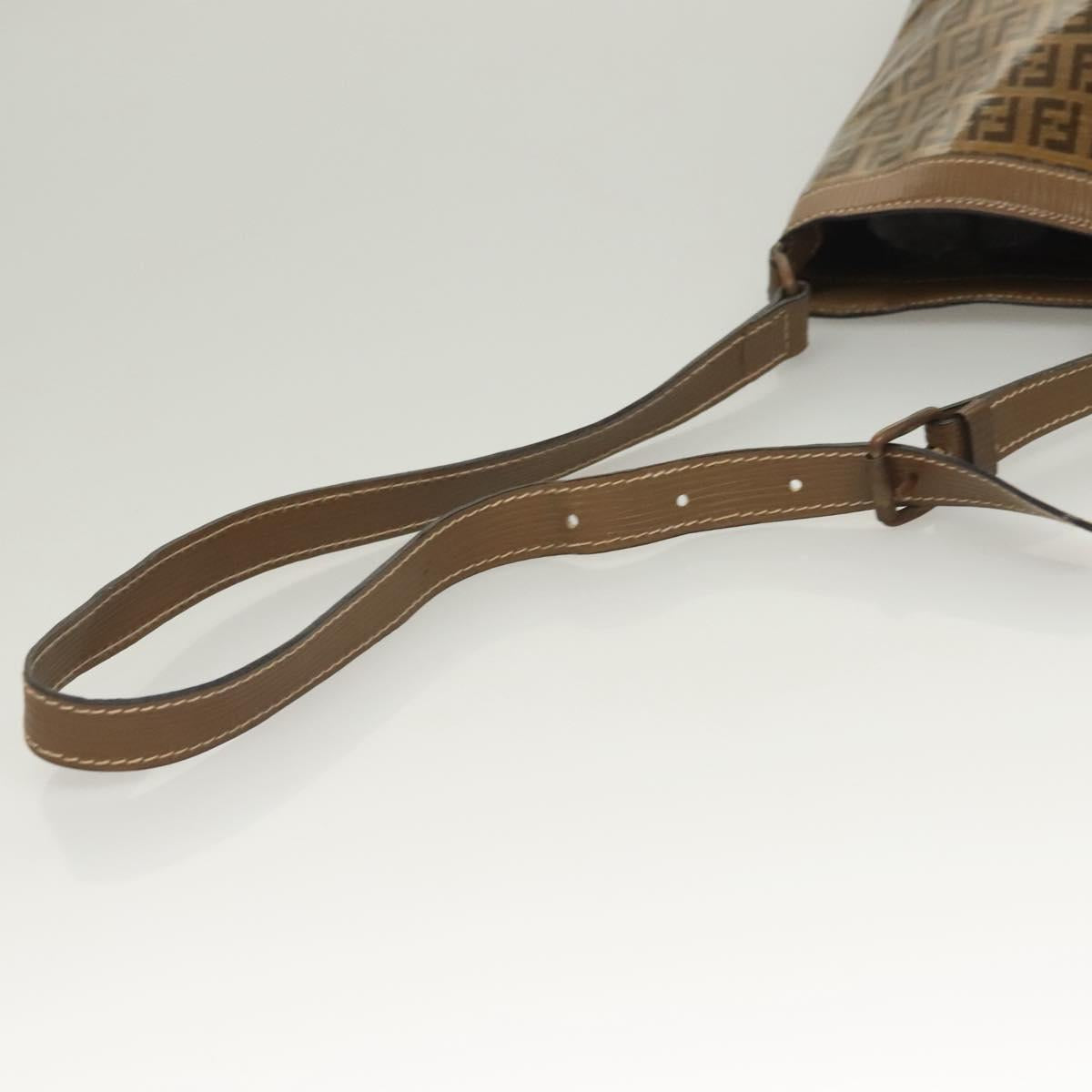 FENDI Zucchino Canvas Shoulder Bag Vintage Brown Auth ti3193