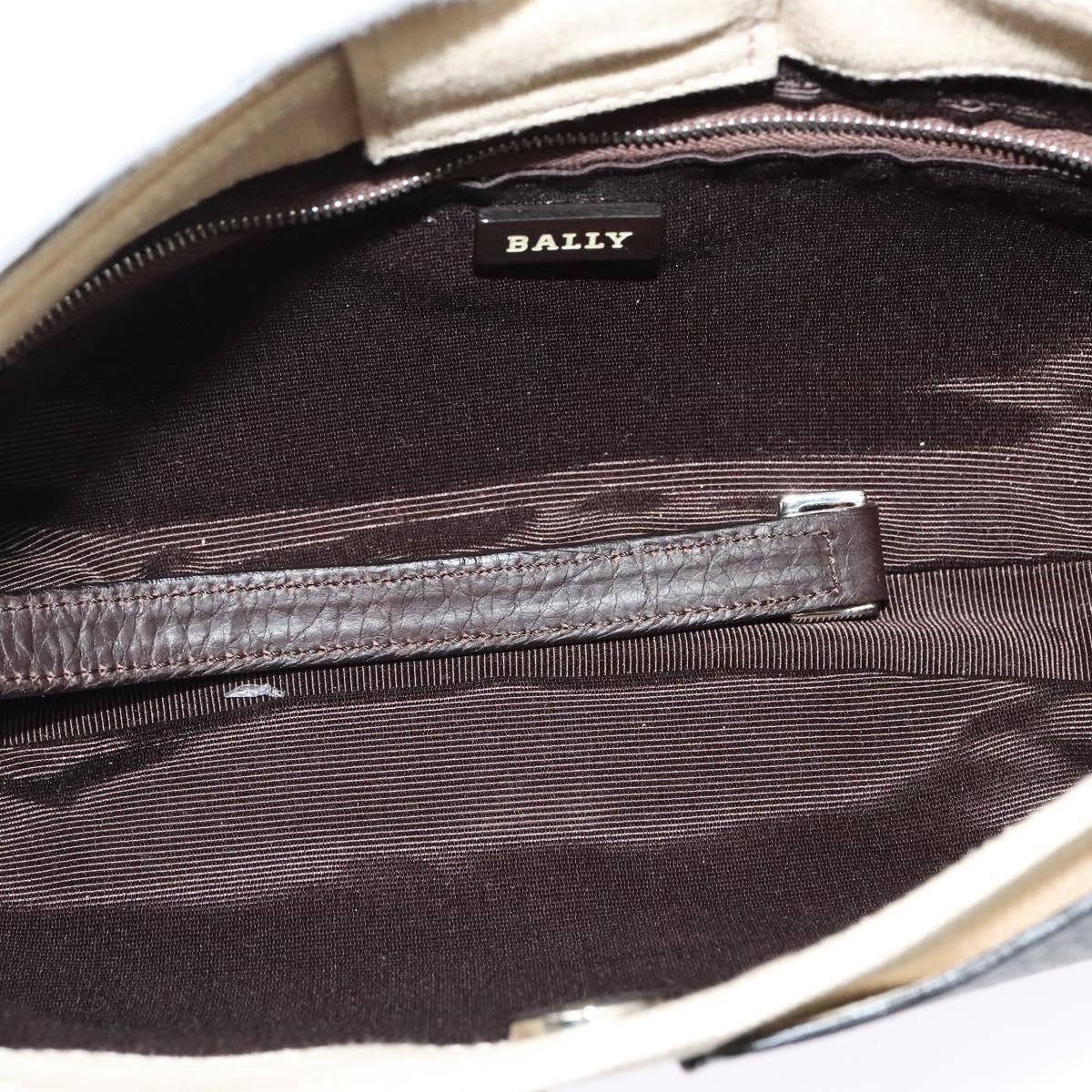 BALLY Shoulder Bag Leather Black Silver Auth ti3195