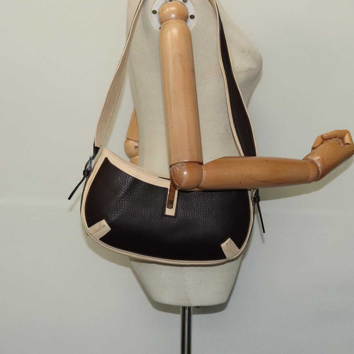 BALLY Shoulder Bag Leather Black Silver Auth ti3195