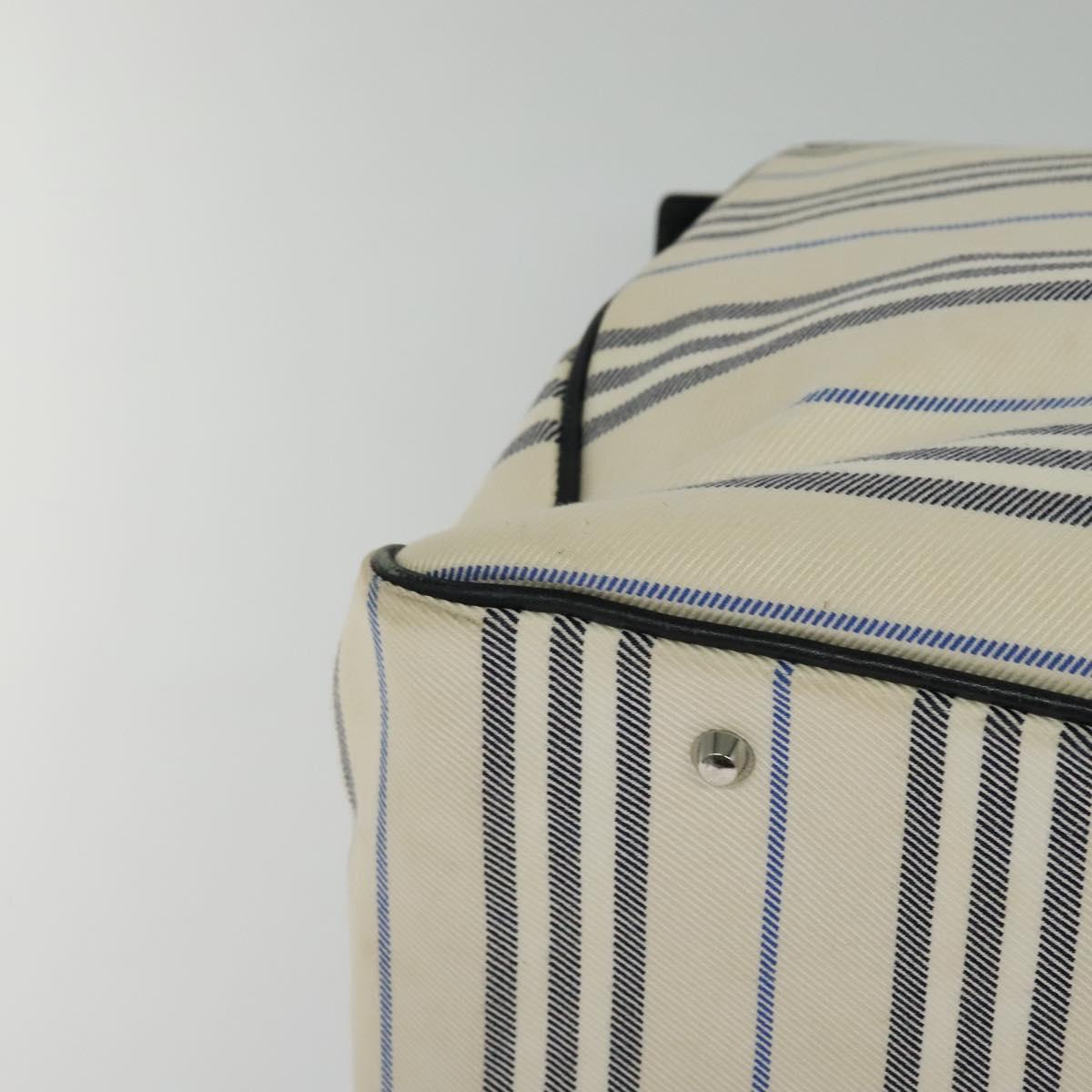 BURBERRY Nova Check Boston Bag Canvas Beige Silver Auth ti3201
