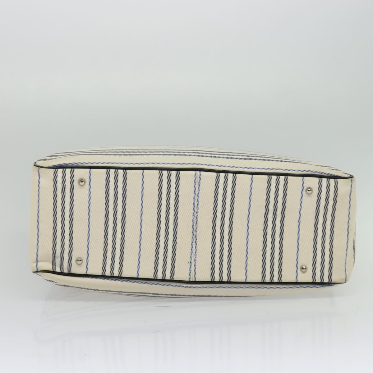 BURBERRY Nova Check Boston Bag Canvas Beige Silver Auth ti3201