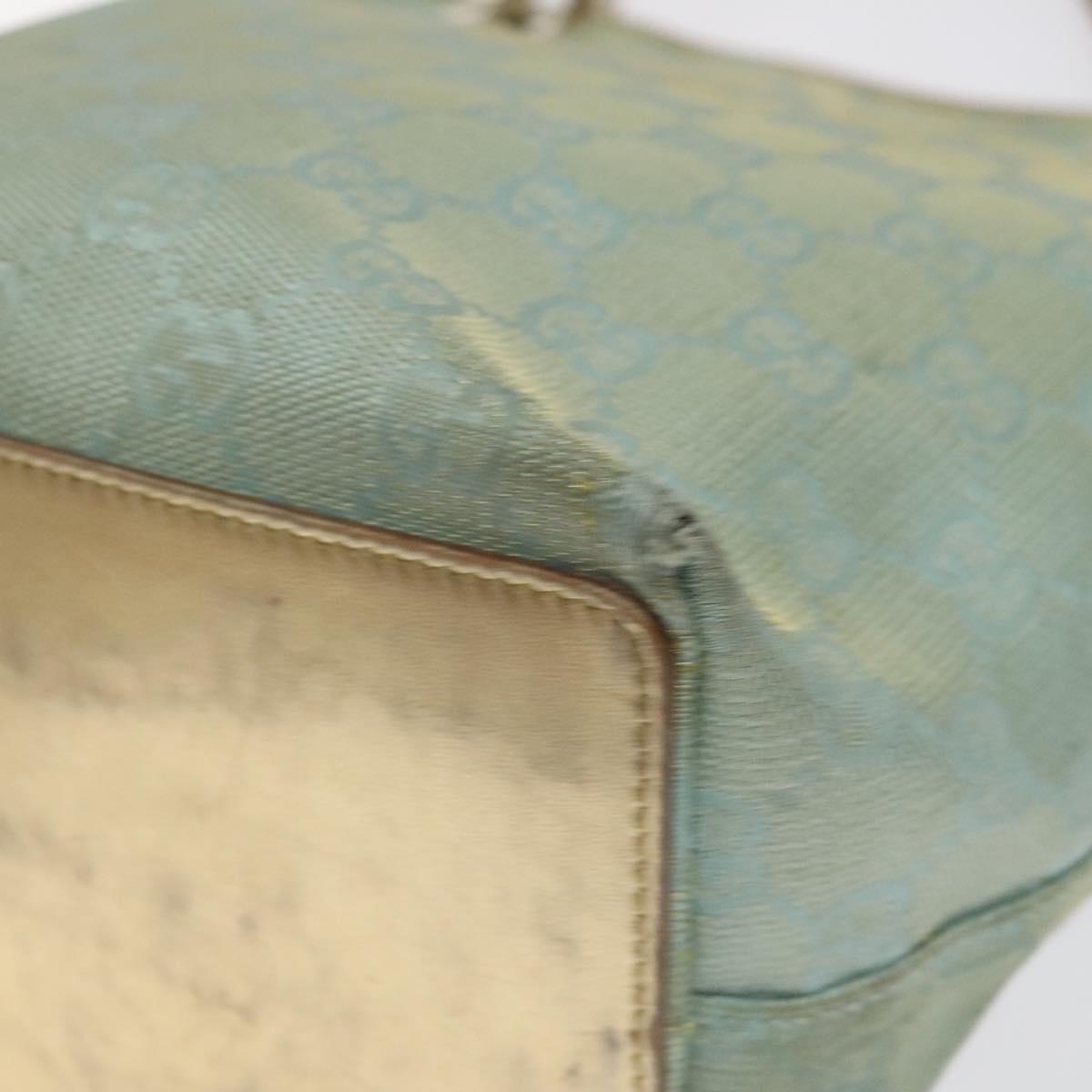 GUCCI GG Canvas Tote Bag Light Blue Gold 002 1099 Auth ti3205