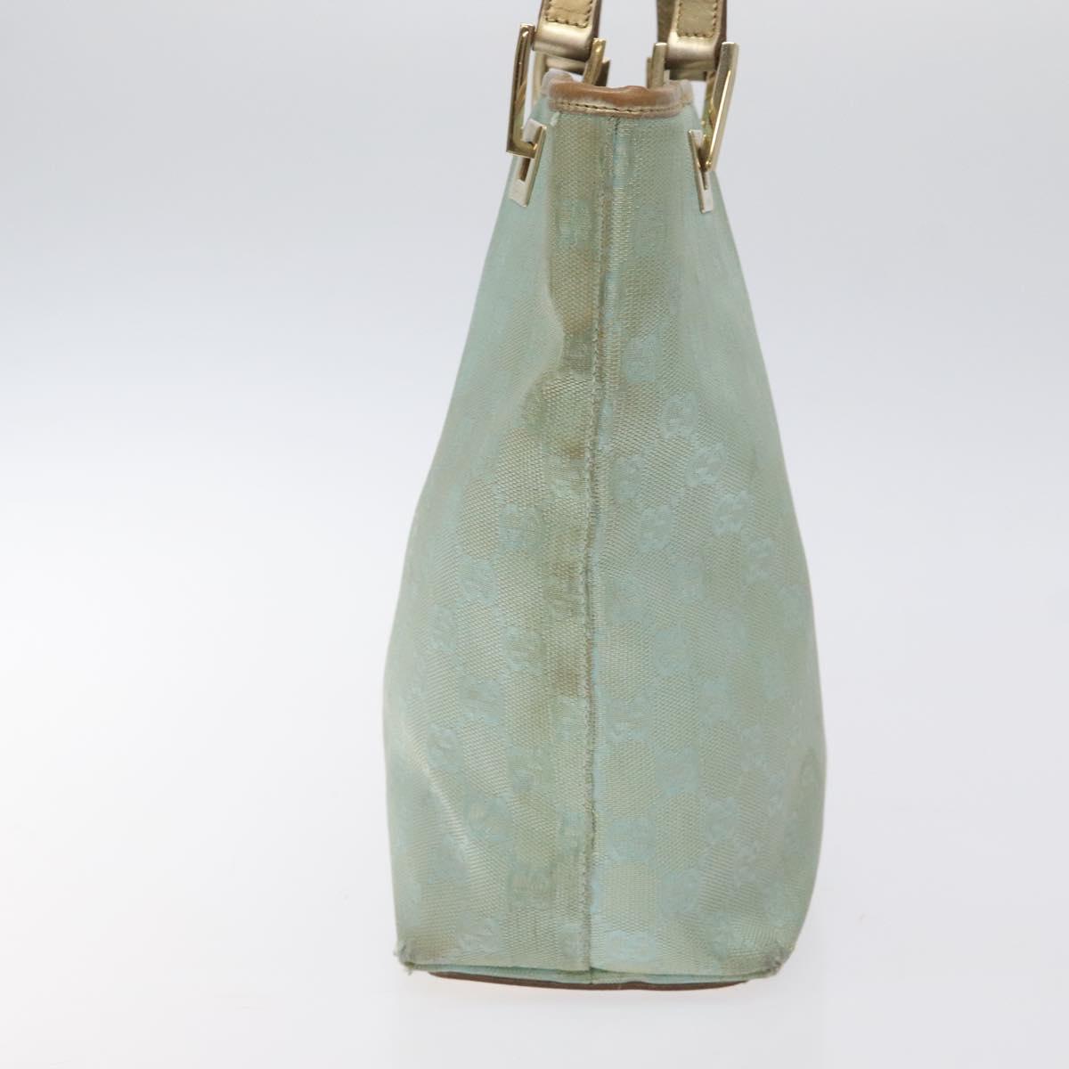 GUCCI GG Canvas Tote Bag Light Blue Gold 002 1099 Auth ti3205