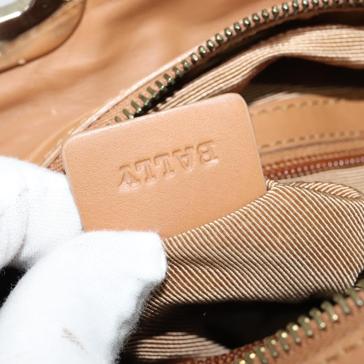 BALLY Hand Bag Leather Brown Gold Auth ti3209