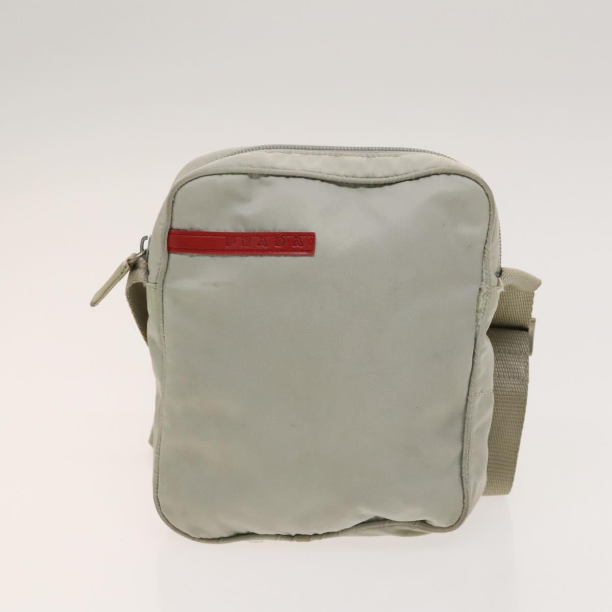 PRADA Sports Shoulder Bag Nylon 2Set Red Beige Silver Auth ti3215