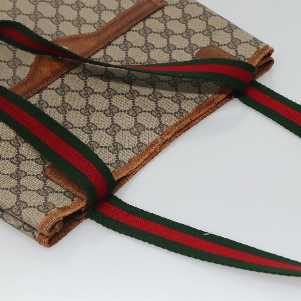 GUCCI GG Supreme Web Sherry Line Tote Bag PVC Beige Gold 39 002 4487 Auth ti3236