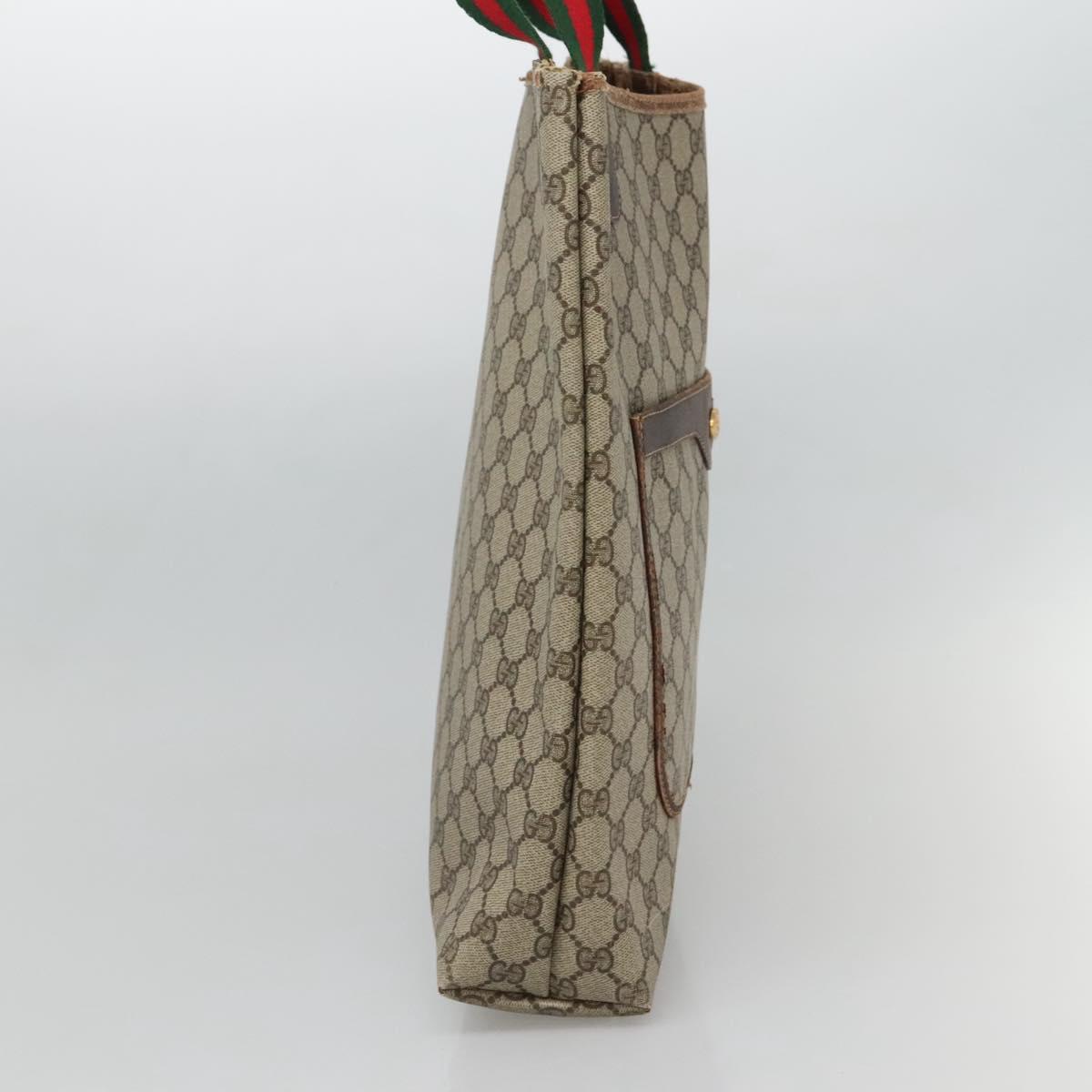 GUCCI GG Supreme Web Sherry Line Tote Bag PVC Beige Gold 39 002 4487 Auth ti3237