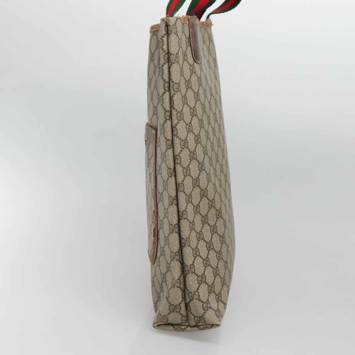 GUCCI GG Supreme Web Sherry Line Tote Bag PVC Beige Gold 39 002 4487 Auth ti3237