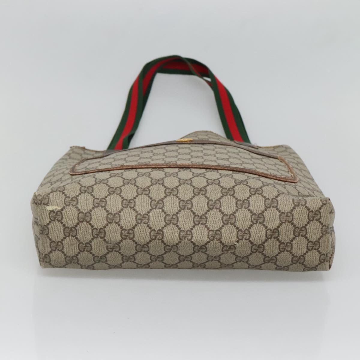 GUCCI GG Supreme Web Sherry Line Tote Bag PVC Beige Gold 39 002 4487 Auth ti3237