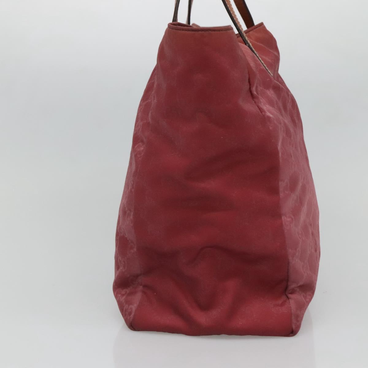 GUCCI GG Canvas Tote Bag Nylon Pink Silver 282439 Auth ti3238