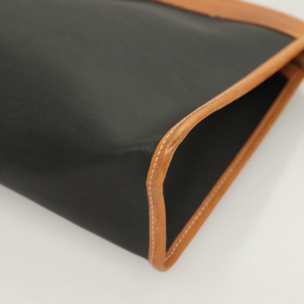 Christian Dior Clutch Bag PVC Black Gold Auth ti3240
