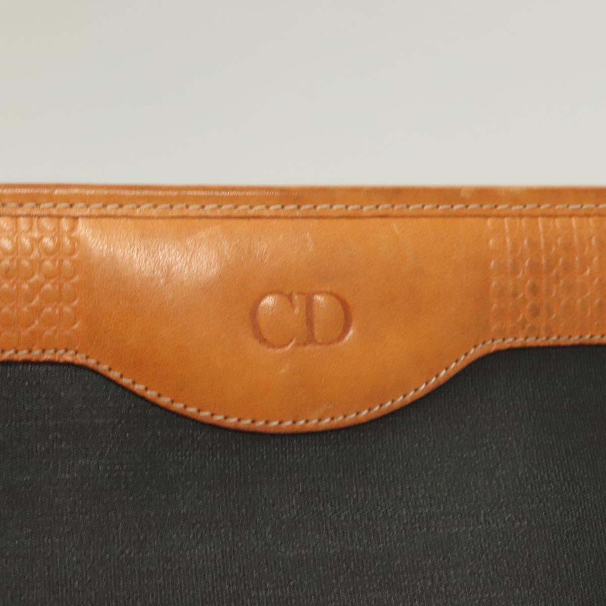 Christian Dior Clutch Bag PVC Black Gold Auth ti3240