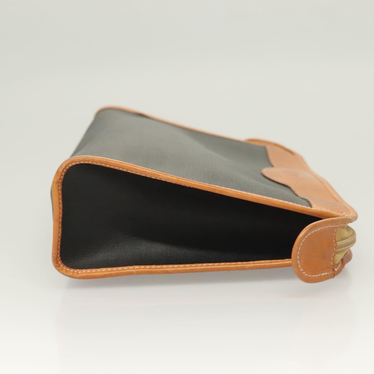 Christian Dior Clutch Bag PVC Black Gold Auth ti3240