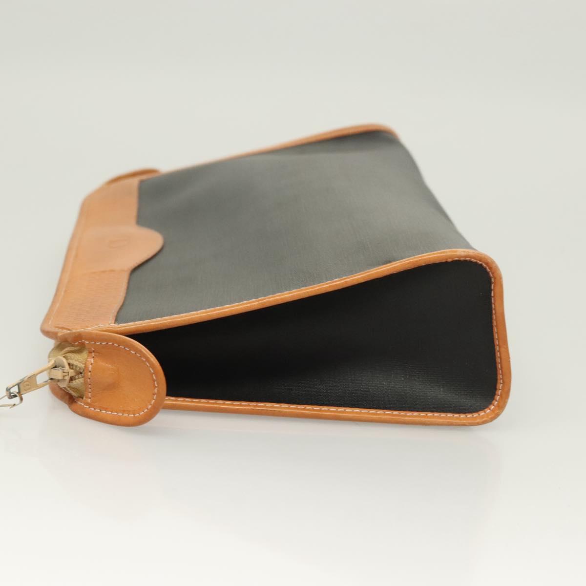 Christian Dior Clutch Bag PVC Black Gold Auth ti3240