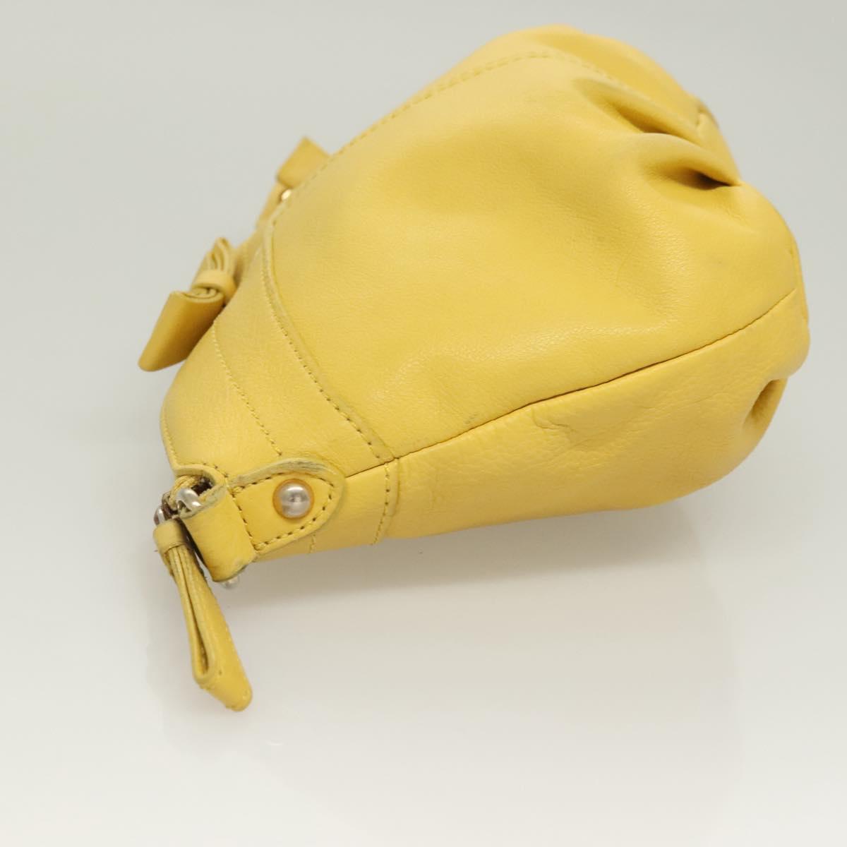 BURBERRY Blue Label Shoulder Bag Leather Yellow Gold Auth ti3250