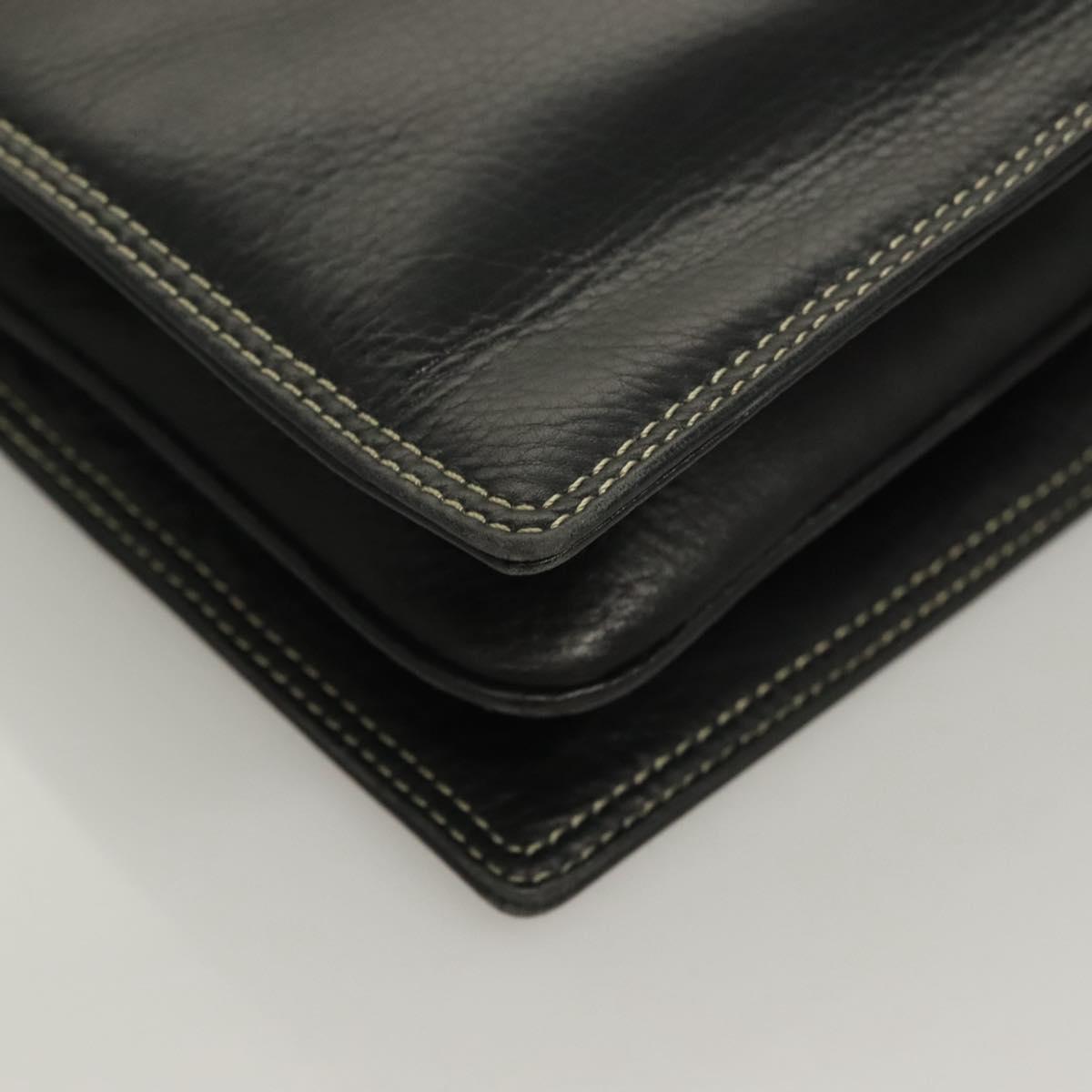 BALLY Hand Bag Leather Black Gold Auth ti3253