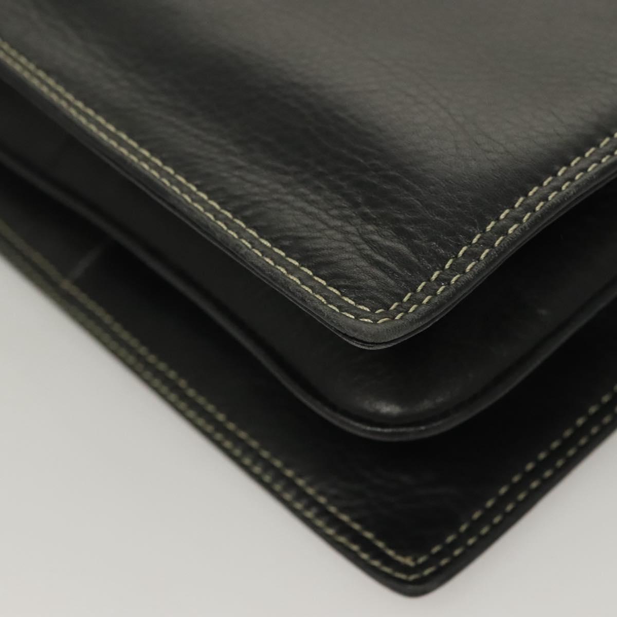 BALLY Hand Bag Leather Black Gold Auth ti3253