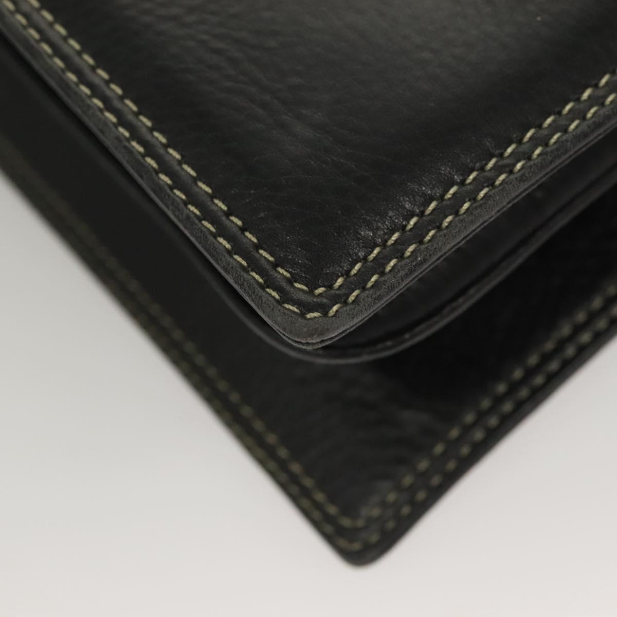 BALLY Hand Bag Leather Black Gold Auth ti3253