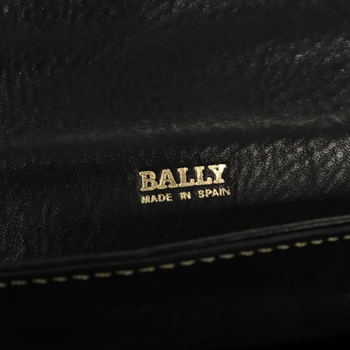 BALLY Hand Bag Leather Black Gold Auth ti3253